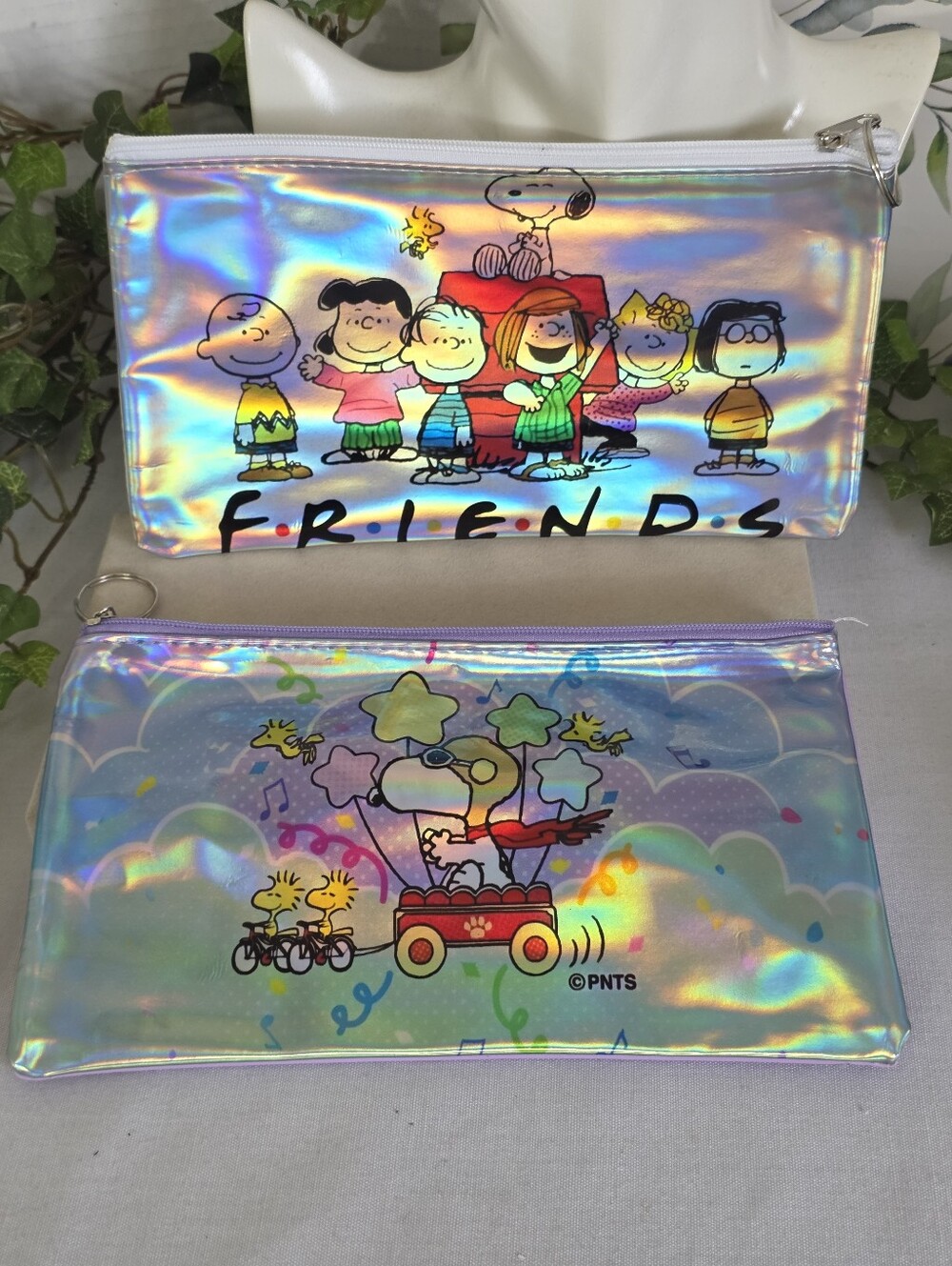 Peanuts Snoopy Holographic Cosmetic Bag Pencil Case Zipper Pouch Set
